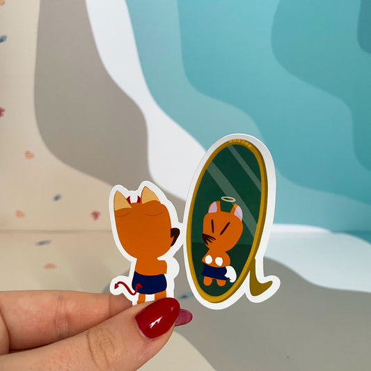 Sticker animal crossing - Rounard et son miroir